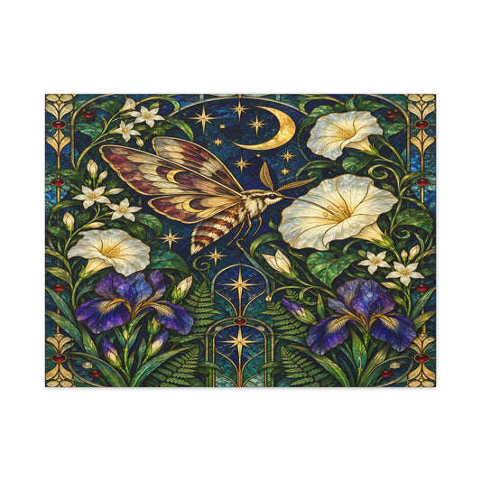 Moonlit Moth Botanical Canvas 16 x 12" and 32 x 24"