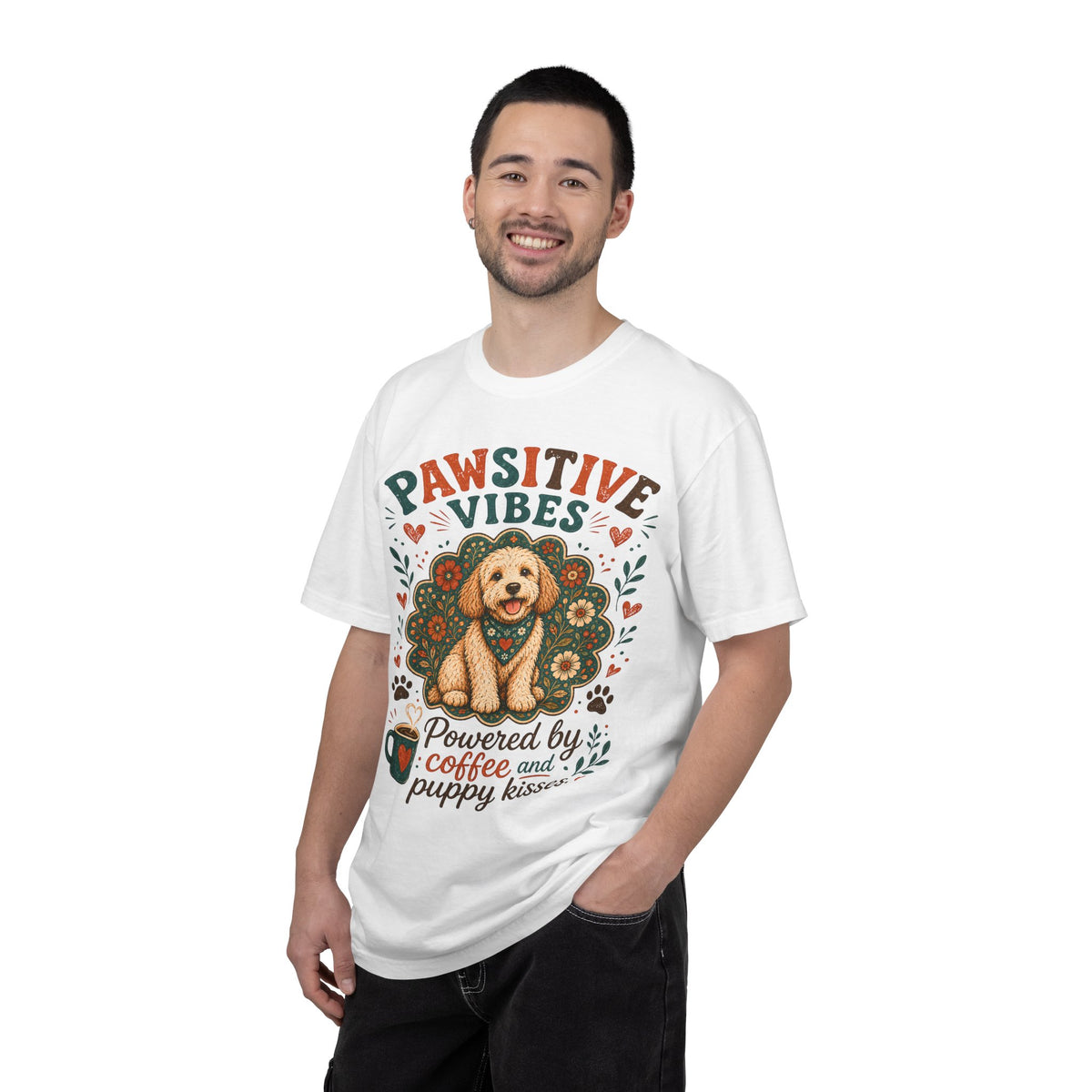 Pawsitive Vibes | Coffee & Puppy Kisses Dog Lover T-shirt