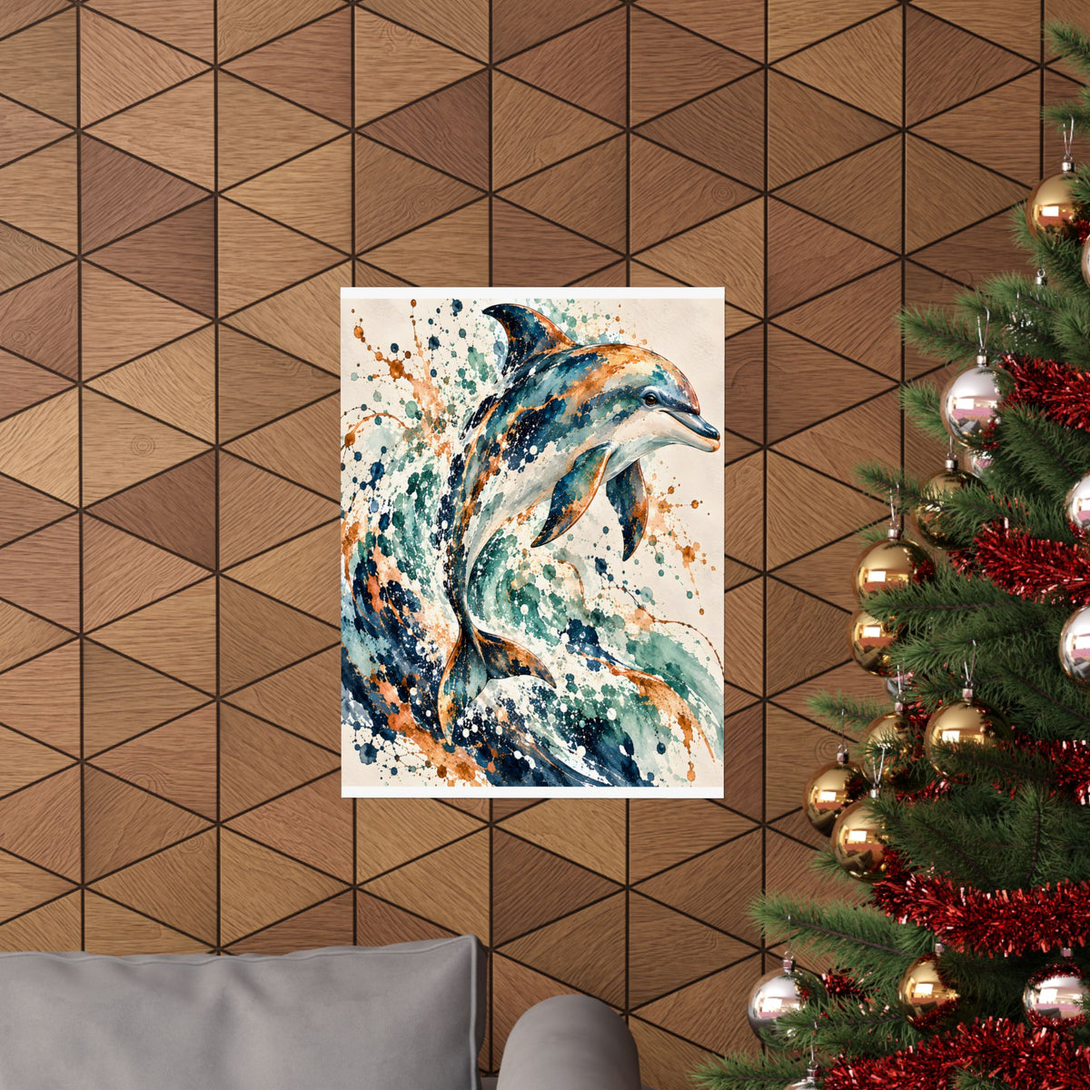 Abstract Dolphin Watercolor Wall Art