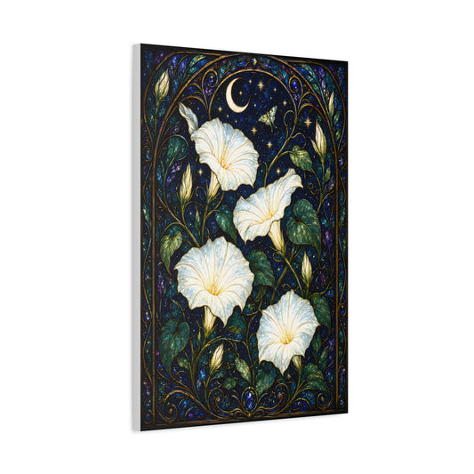 Moonlit Morning Glories Matte Canvas Print 20 x 30