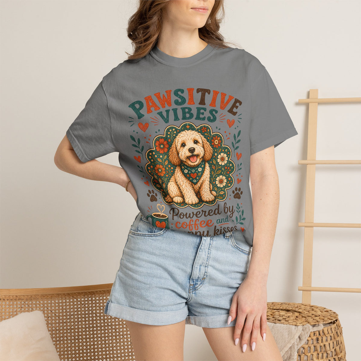 Pawsitive Vibes | Coffee & Puppy Kisses Dog Lover T-shirt