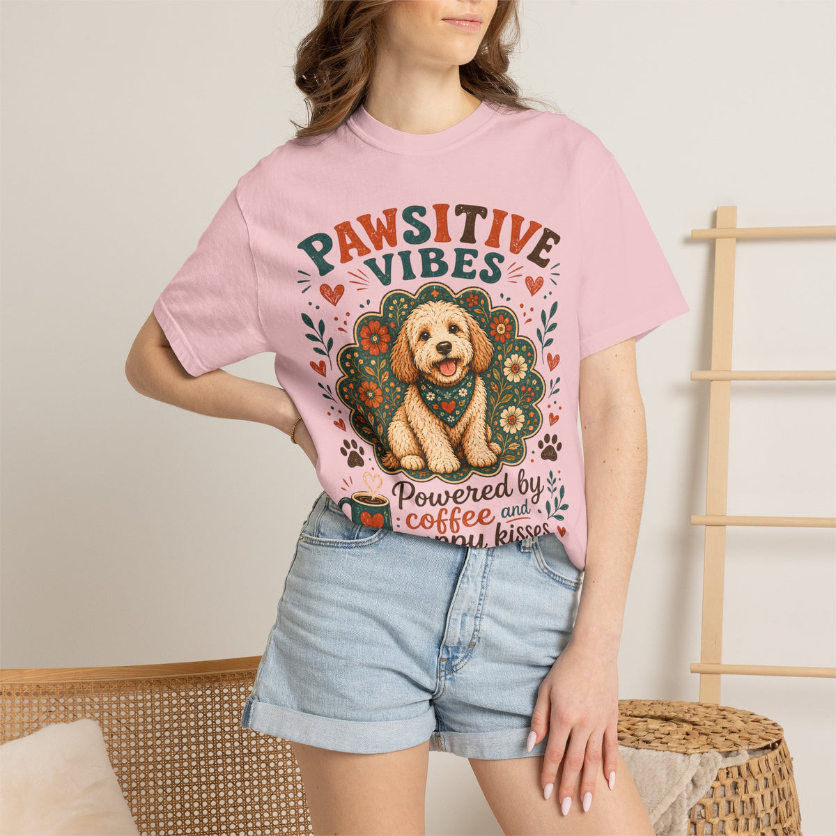 Pawsitive Vibes | Coffee & Puppy Kisses Dog Lover T-shirt