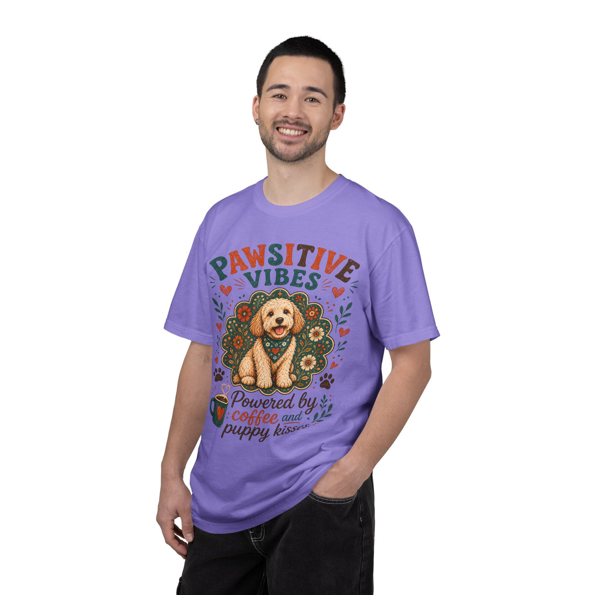 Pawsitive Vibes | Coffee & Puppy Kisses Dog Lover T-shirt