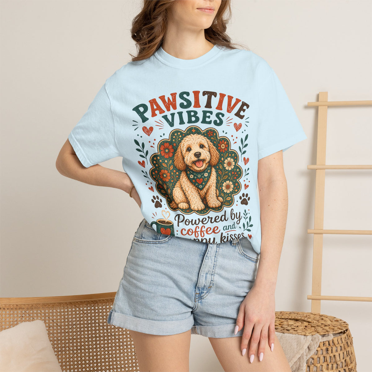 Pawsitive Vibes | Coffee & Puppy Kisses Dog Lover T-shirt