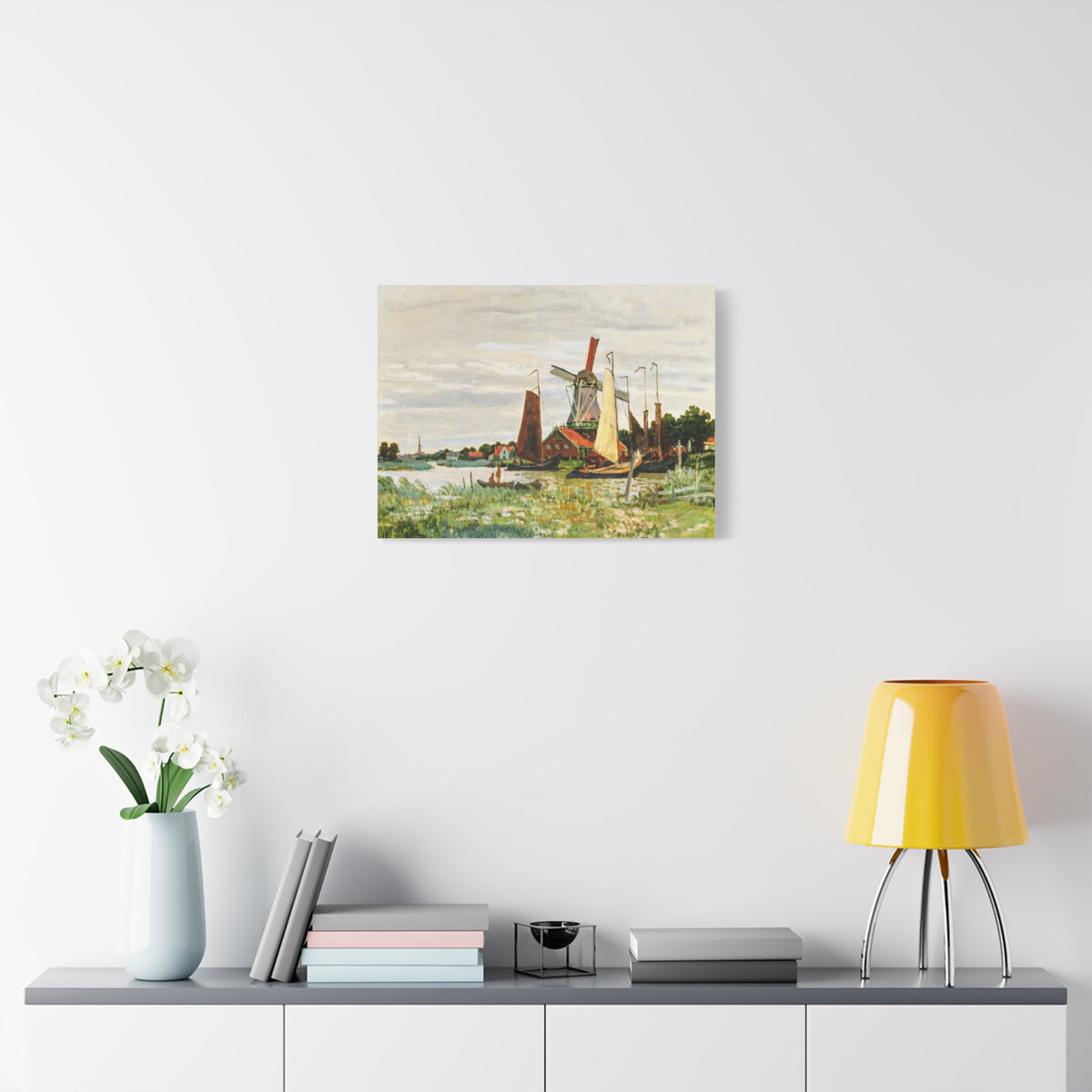 Claude Monet Dutch Windmill Wall Art | Zaandam Impressionist Landscape Print