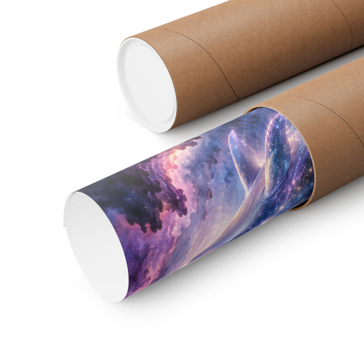 Celestial Dolphin Nebula – Purple Galaxy Watercolor Art Print