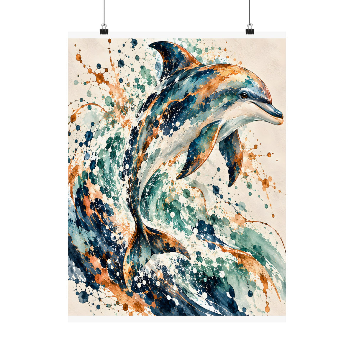 Abstract Dolphin Watercolor Wall Art