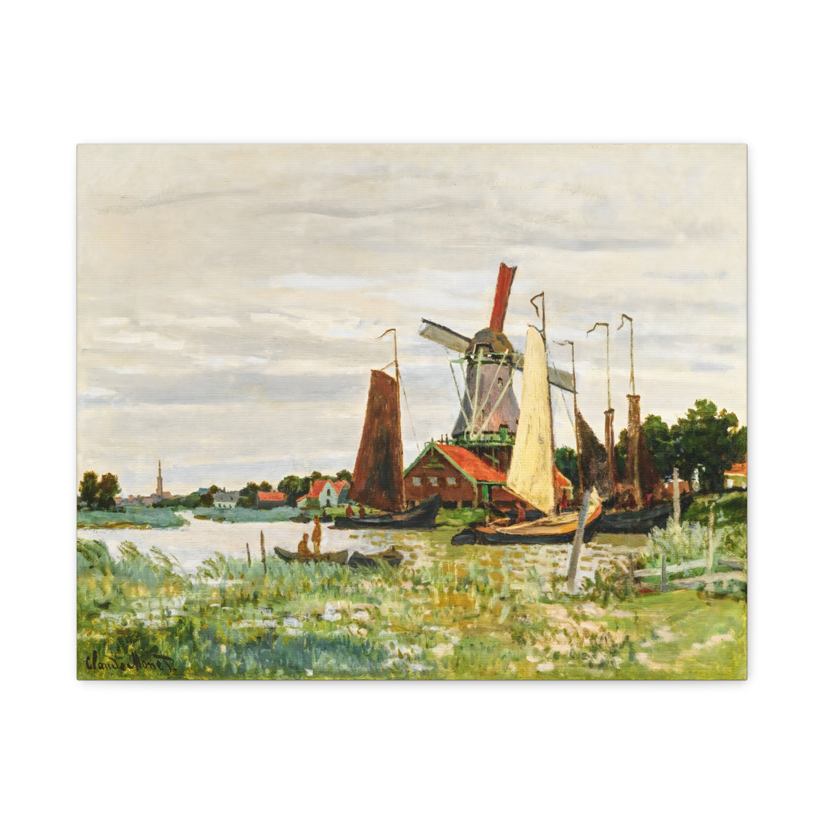 Claude Monet Dutch Windmill Wall Art | Zaandam Impressionist Landscape Print