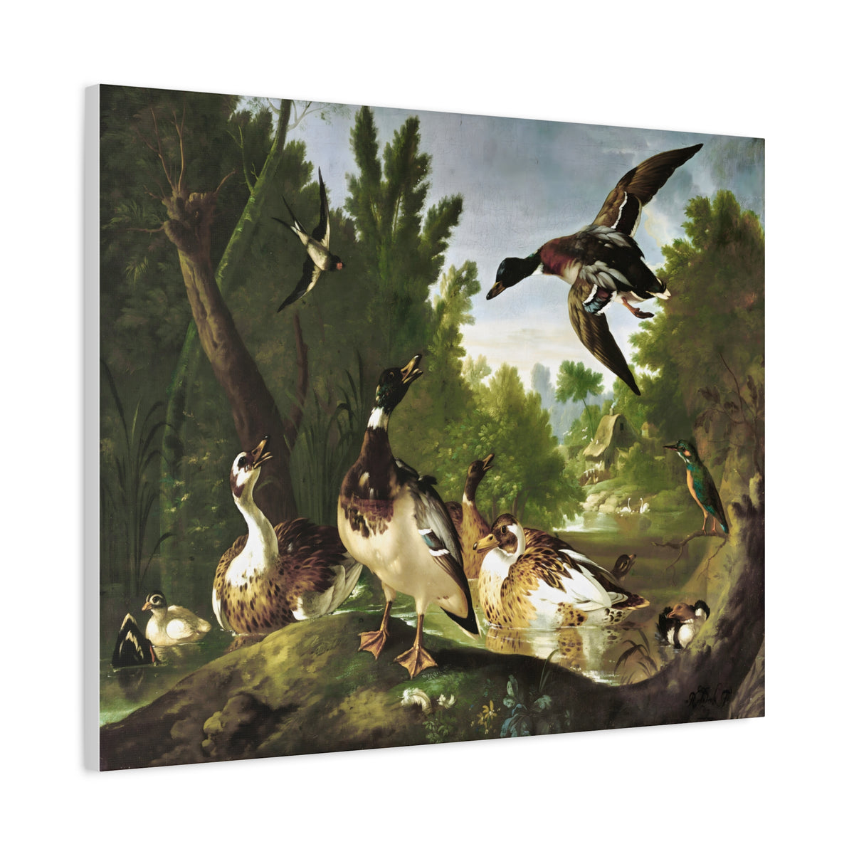 Vintage Ducks & Kingfisher Wall Art | Antique Woodland Bird Painting