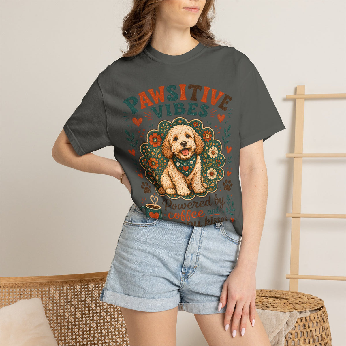 Pawsitive Vibes | Coffee & Puppy Kisses Dog Lover T-shirt