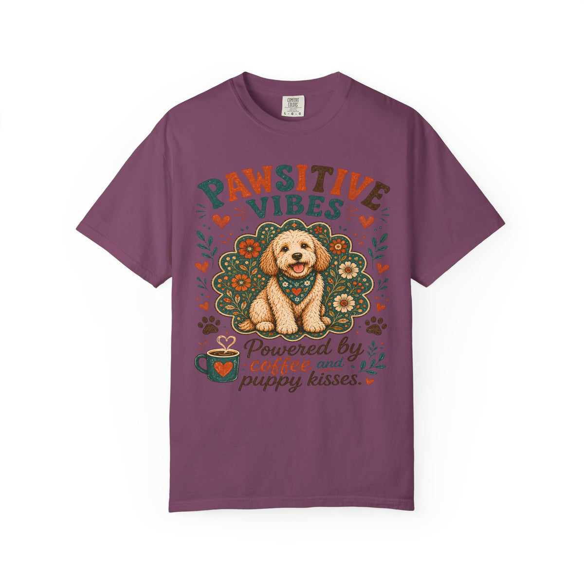 Pawsitive Vibes | Coffee & Puppy Kisses Dog Lover T-shirt