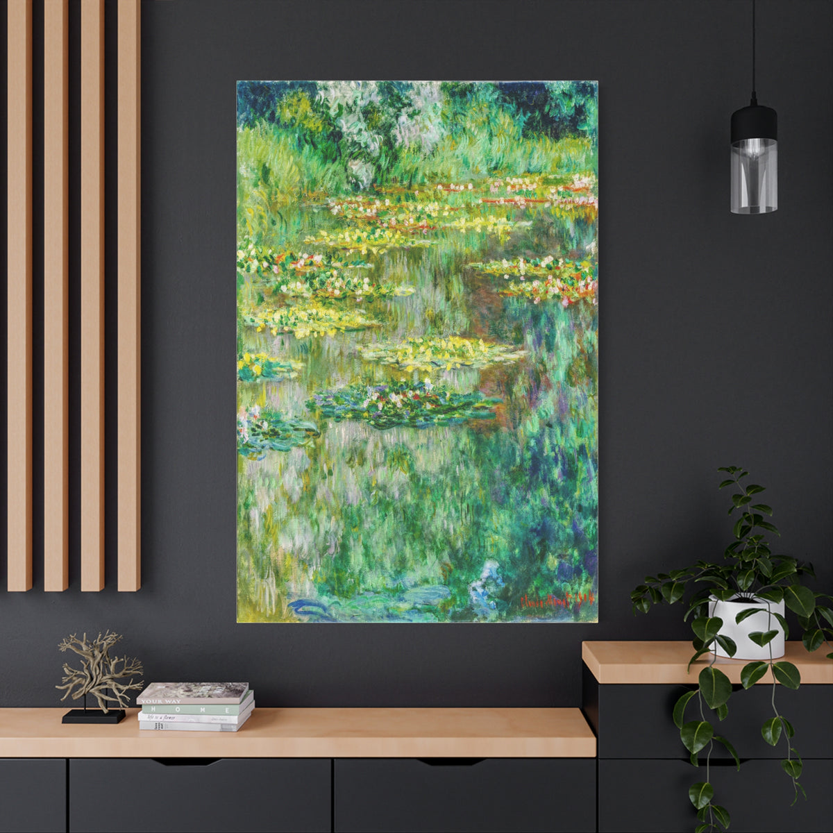Claude Monet Water Lily Pond Wall Art – Vintage Impressionist Botanical Print