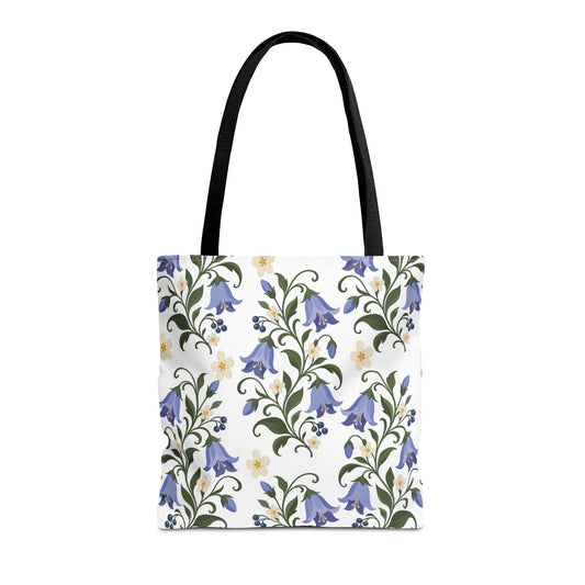 Bluebell Floral Tote Bag – All-Over Print Reusable Canvas Tote