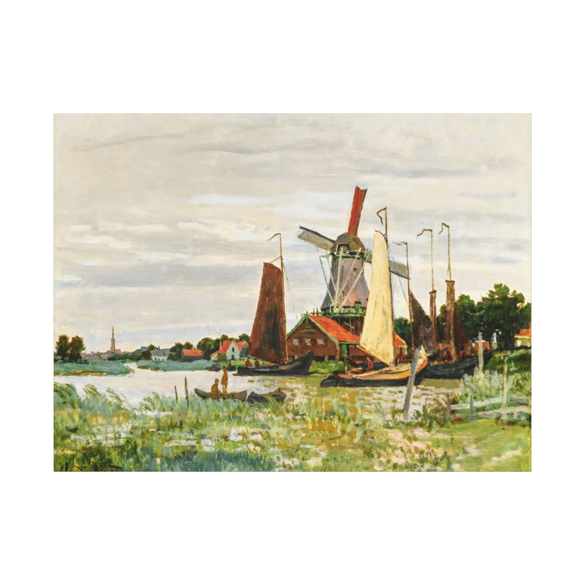 Claude Monet Dutch Windmill Wall Art | Zaandam Impressionist Landscape Print