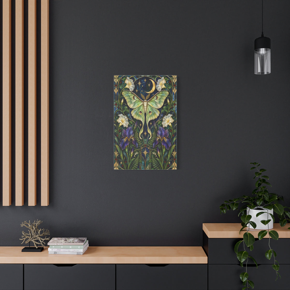 Luna Moth Botanical Canvas Print — Sizes 20 x 30, 24 x 36, 24 x 48