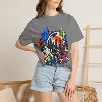 Urban Neon Graffiti Cityscape Streetwear T-Shirt
