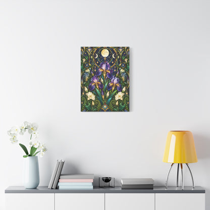 Midnight Iris Floral Cathedral Canvas Wall Art — 5 sizes