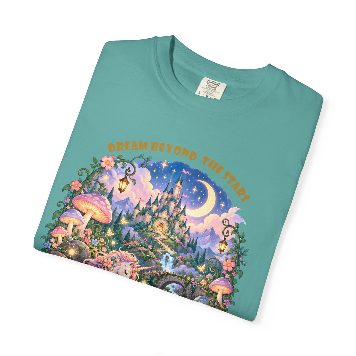 Enchanted Unicorn & Dragon Fairytale T-Shirt – Magical Castle Garden