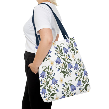 Bluebell Floral Tote Bag – All-Over Print Reusable Canvas Tote