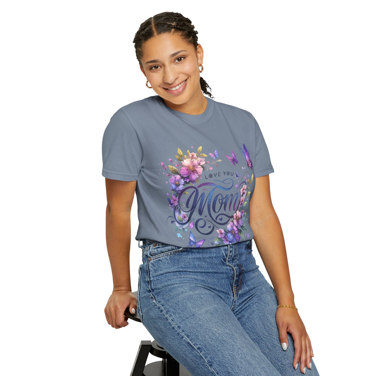 Love You Mom Floral Butterfly Gift Design