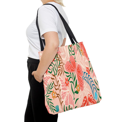 Floral Pattern Tote Bag — Pink Botanical All-Over Print