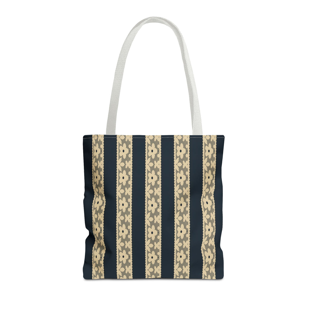 Lace Floral Yellow Black Stripe Tote Bag