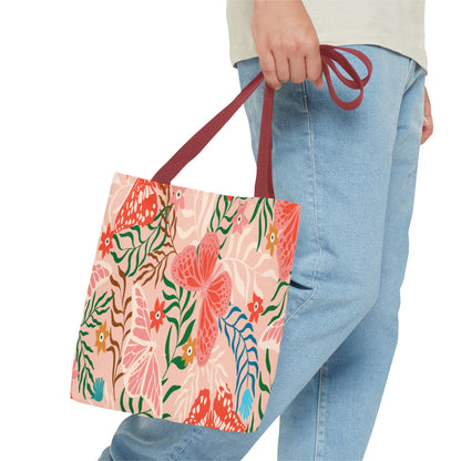 Floral Pattern Tote Bag — Pink Botanical All-Over Print