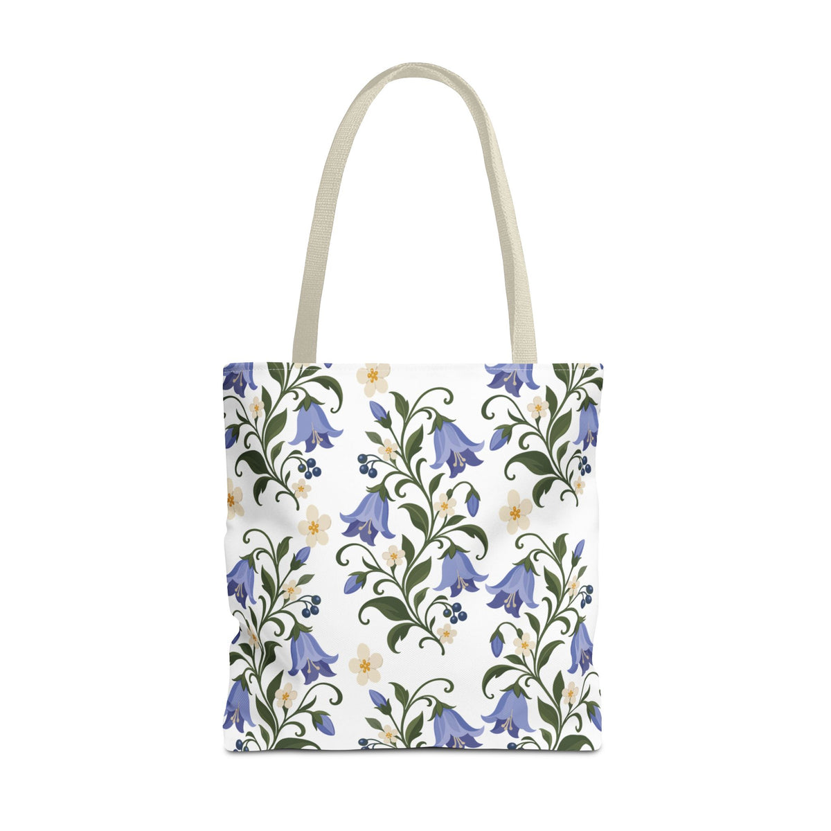 Bluebell Floral Tote Bag – All-Over Print Reusable Canvas Tote