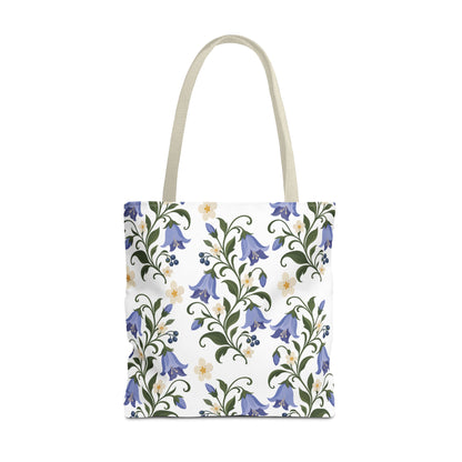 Bluebell Floral Tote Bag – All-Over Print Reusable Canvas Tote