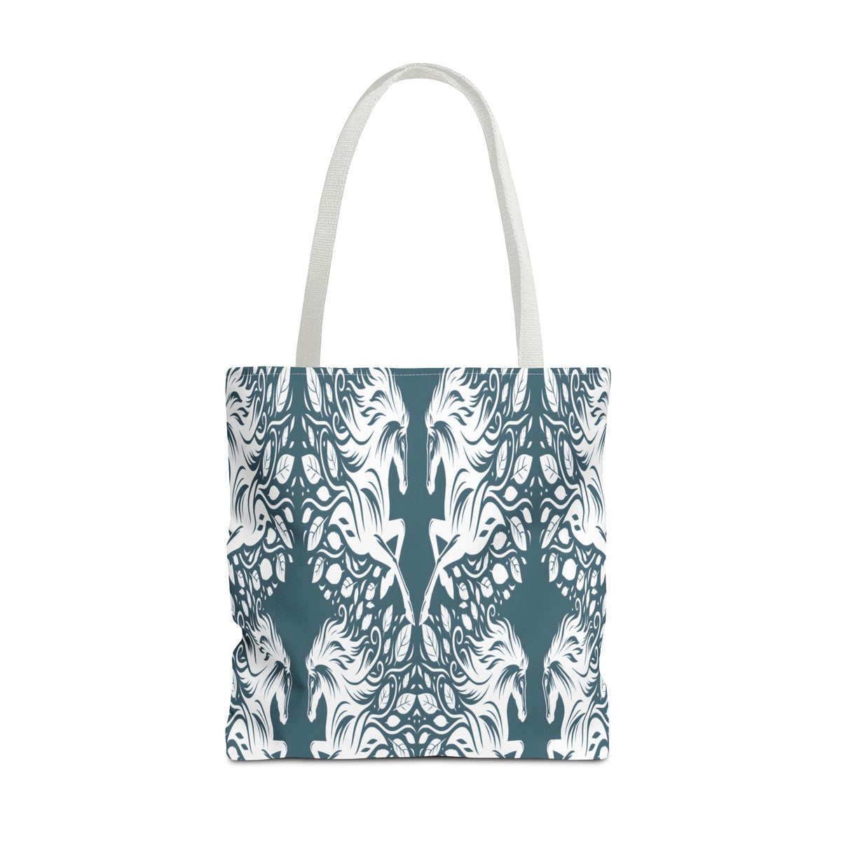 Abstract Teal Symmetry Tote Bag — All-Over-Print Artistic Pattern
