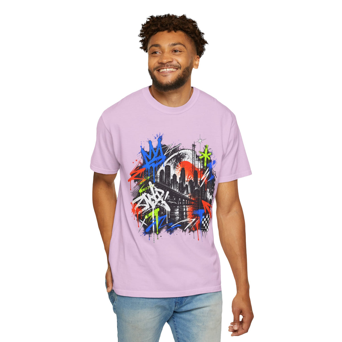 Urban Neon Graffiti Cityscape Streetwear T-Shirt