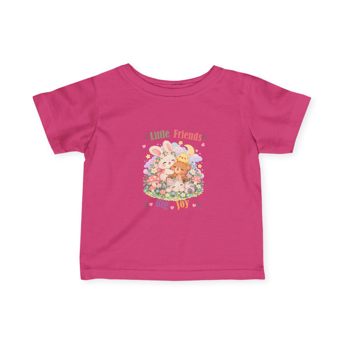 Little Friends Big Joy Kids T-Shirt | Cute Kawaii Woodland Animal Tee