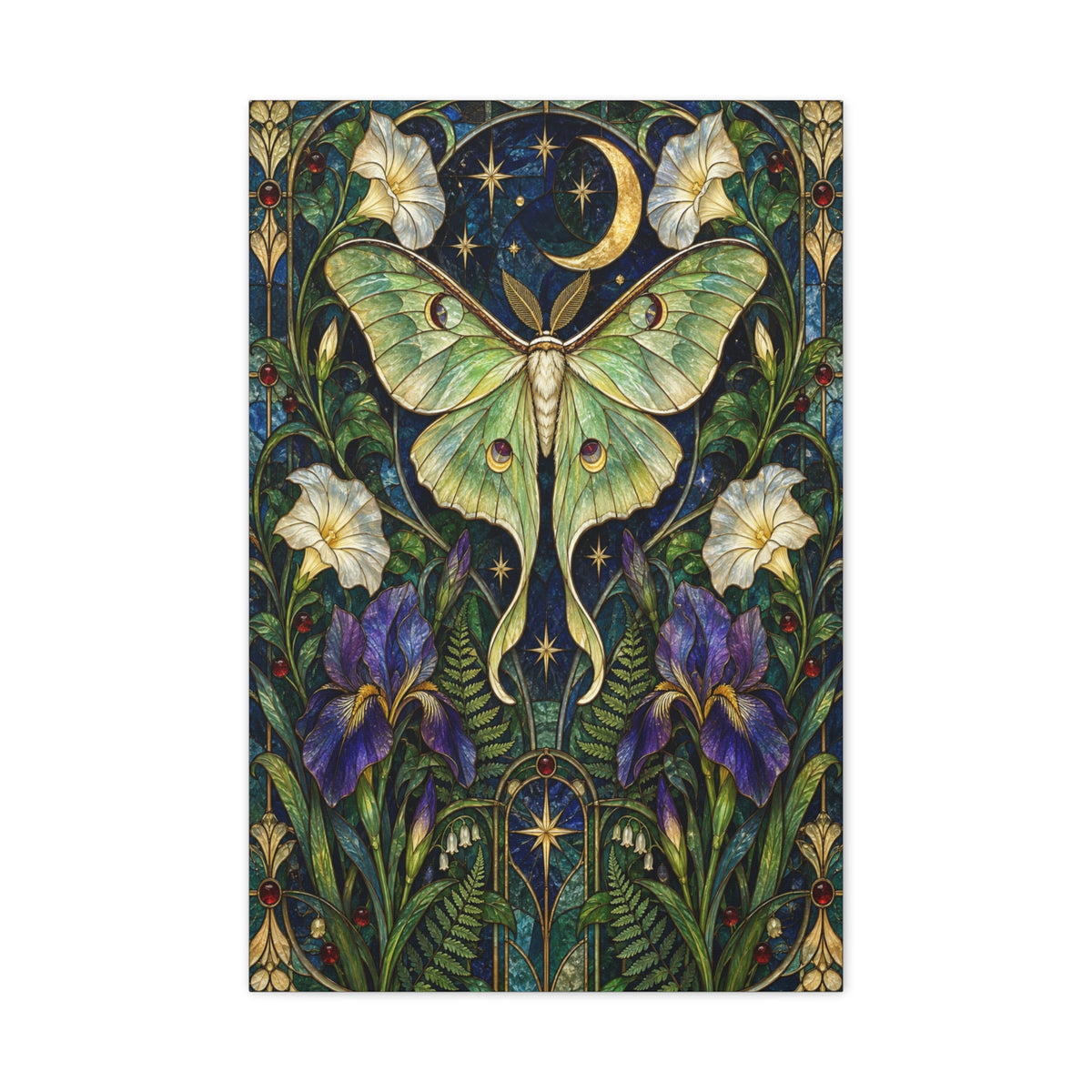 Luna Moth Botanical Canvas Print — Sizes 20 x 30, 24 x 36, 24 x 48