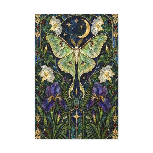 Luna Moth Botanical Canvas Print — Sizes 20 x 30, 24 x 36, 24 x 48