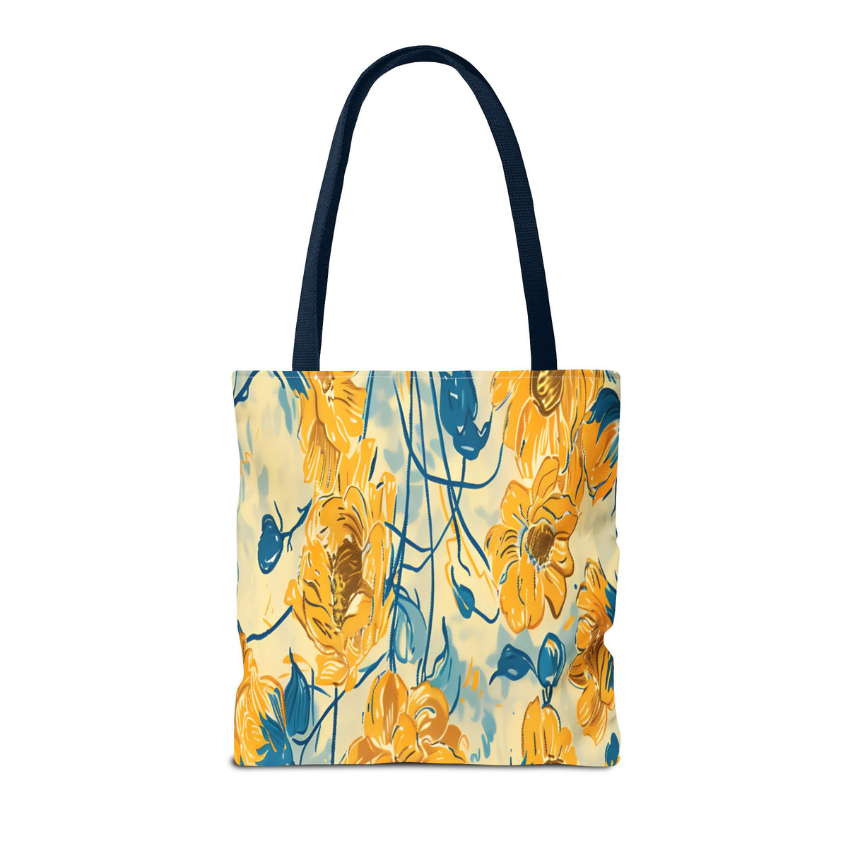 Golden Poppy Meadow Tote Bag – Yellow & Teal Painterly Floral Patter
