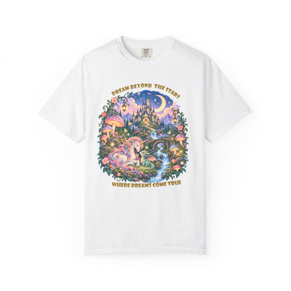 Enchanted Unicorn & Dragon Fairytale T-Shirt – Magical Castle Garden