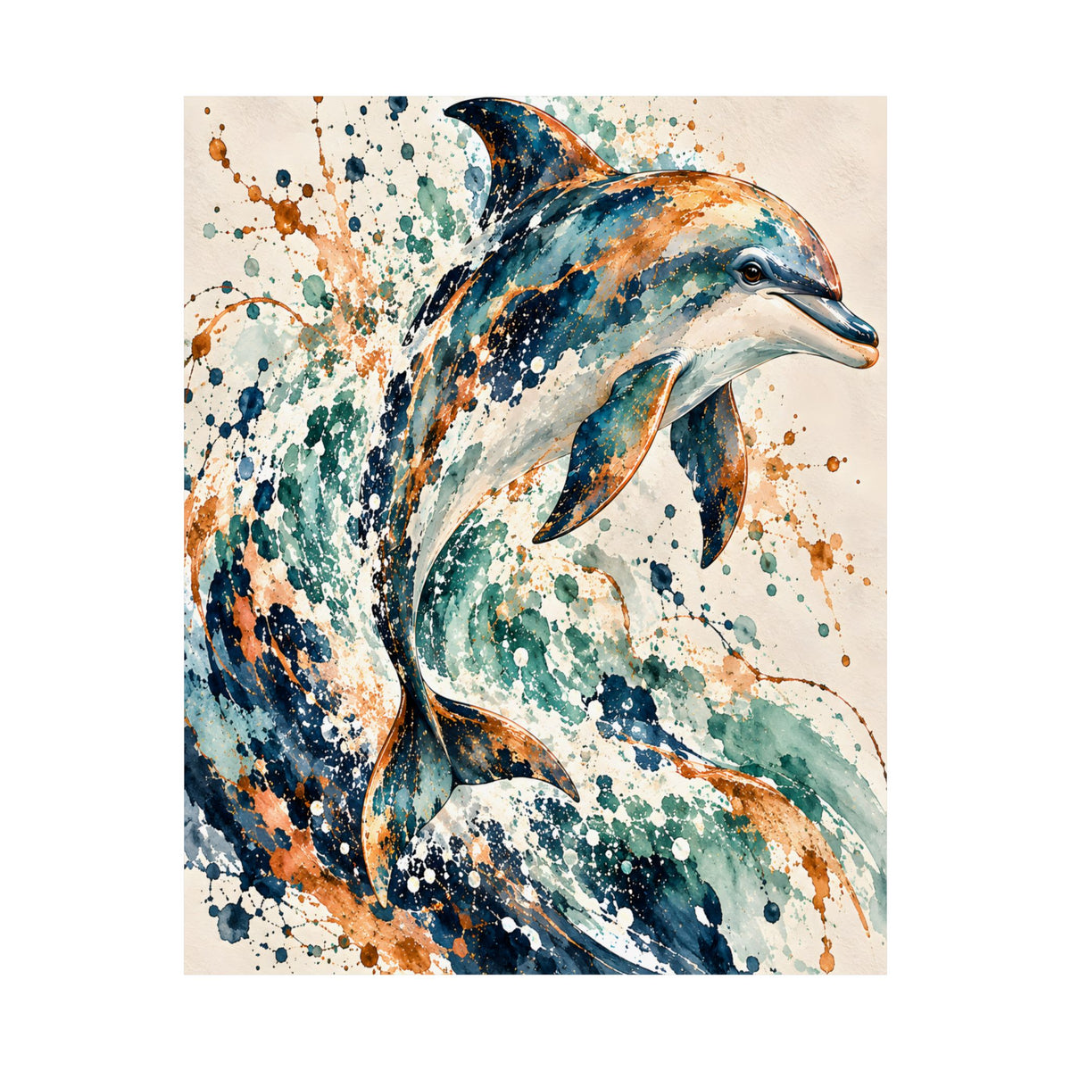 Abstract Dolphin Watercolor Wall Art