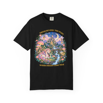 Enchanted Unicorn & Dragon Fairytale T-Shirt – Magical Castle Garden