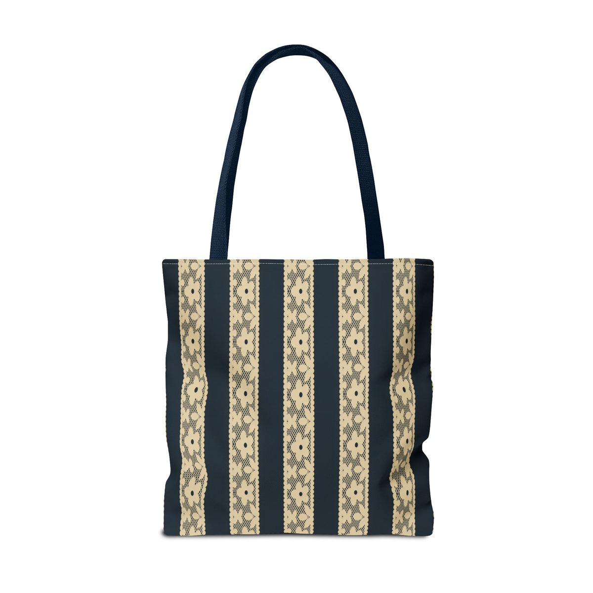 Lace Floral Yellow Black Stripe Tote Bag