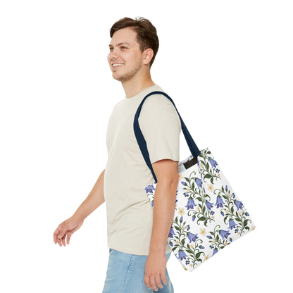 Bluebell Floral Tote Bag – All-Over Print Reusable Canvas Tote
