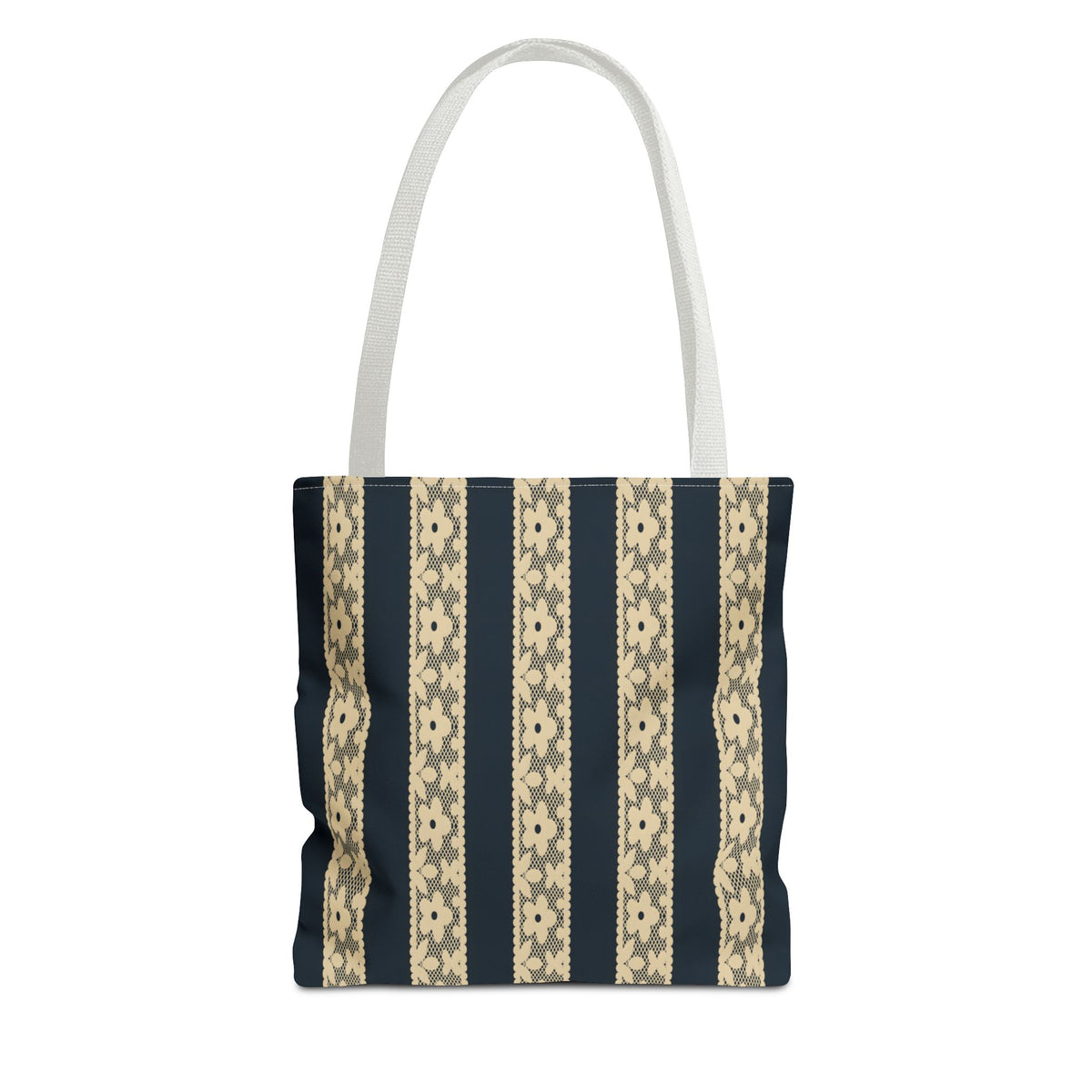 Lace Floral Yellow Black Stripe Tote Bag