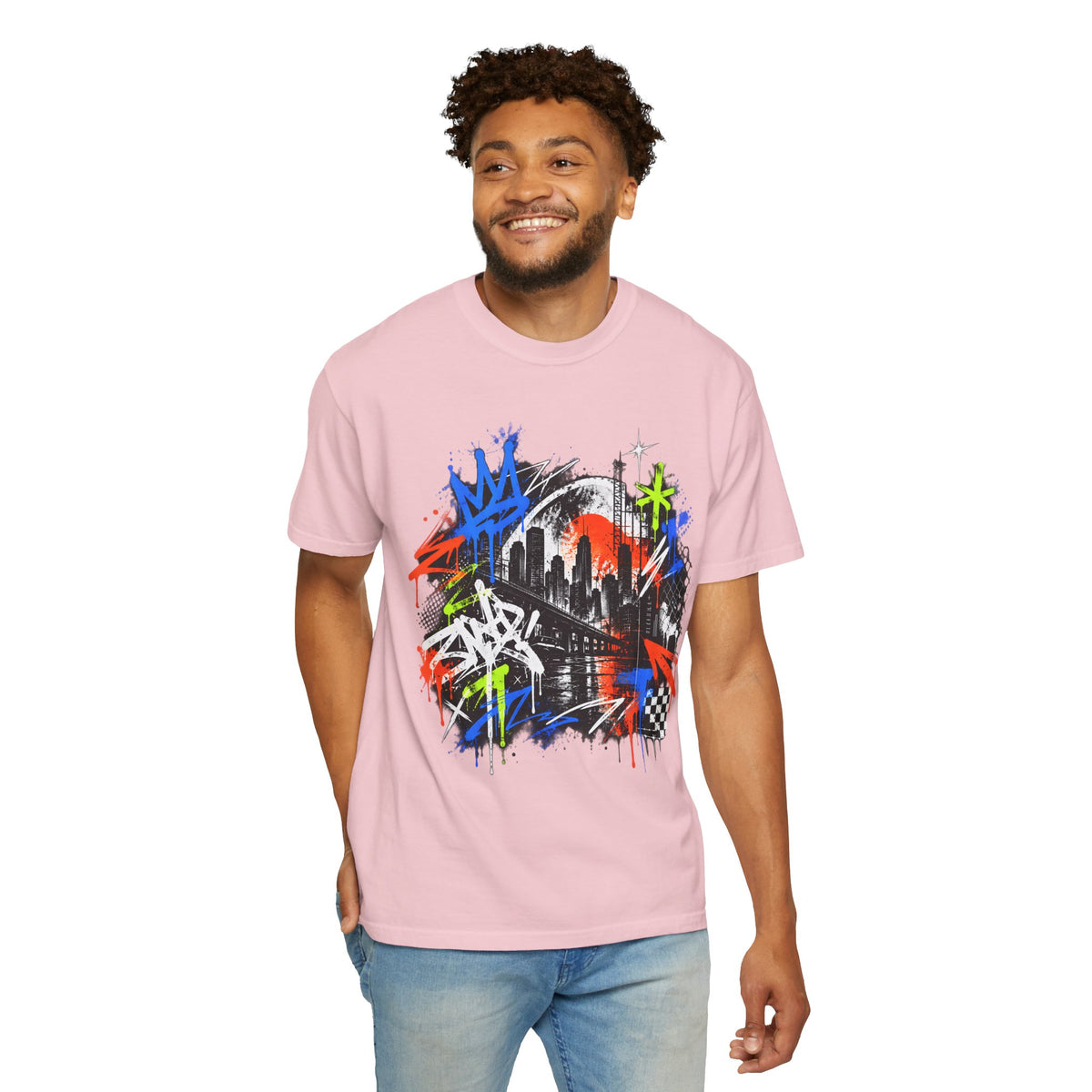 Urban Neon Graffiti Cityscape Streetwear T-Shirt