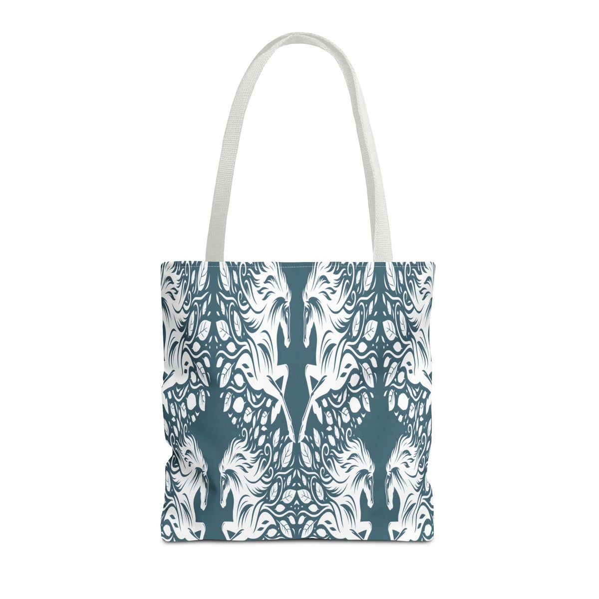 Abstract Teal Symmetry Tote Bag — All-Over-Print Artistic Pattern