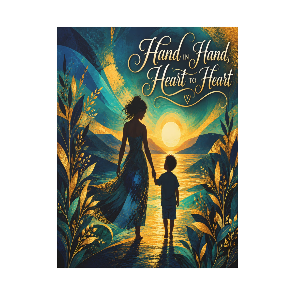 Hand in Hand, Heart to Heart Mother and Son Wall Art