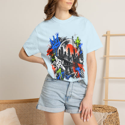 Urban Neon Graffiti Cityscape Streetwear T-Shirt