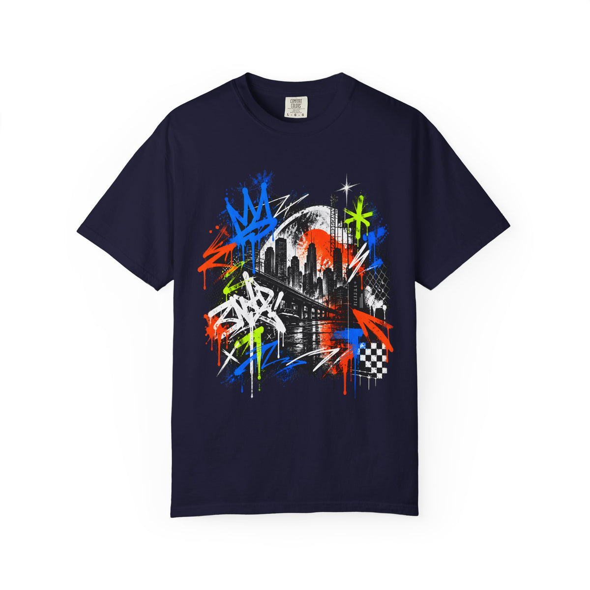 Urban Neon Graffiti Cityscape Streetwear T-Shirt