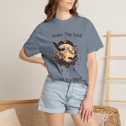 Moonlit Enchantment T-Shirt | Gothic Celestial Moon & Bats Graphic Tee