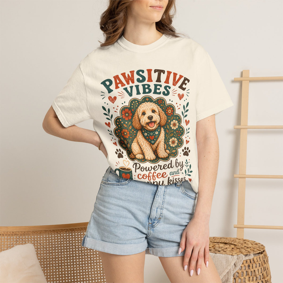 Pawsitive Vibes | Coffee & Puppy Kisses Dog Lover T-shirt