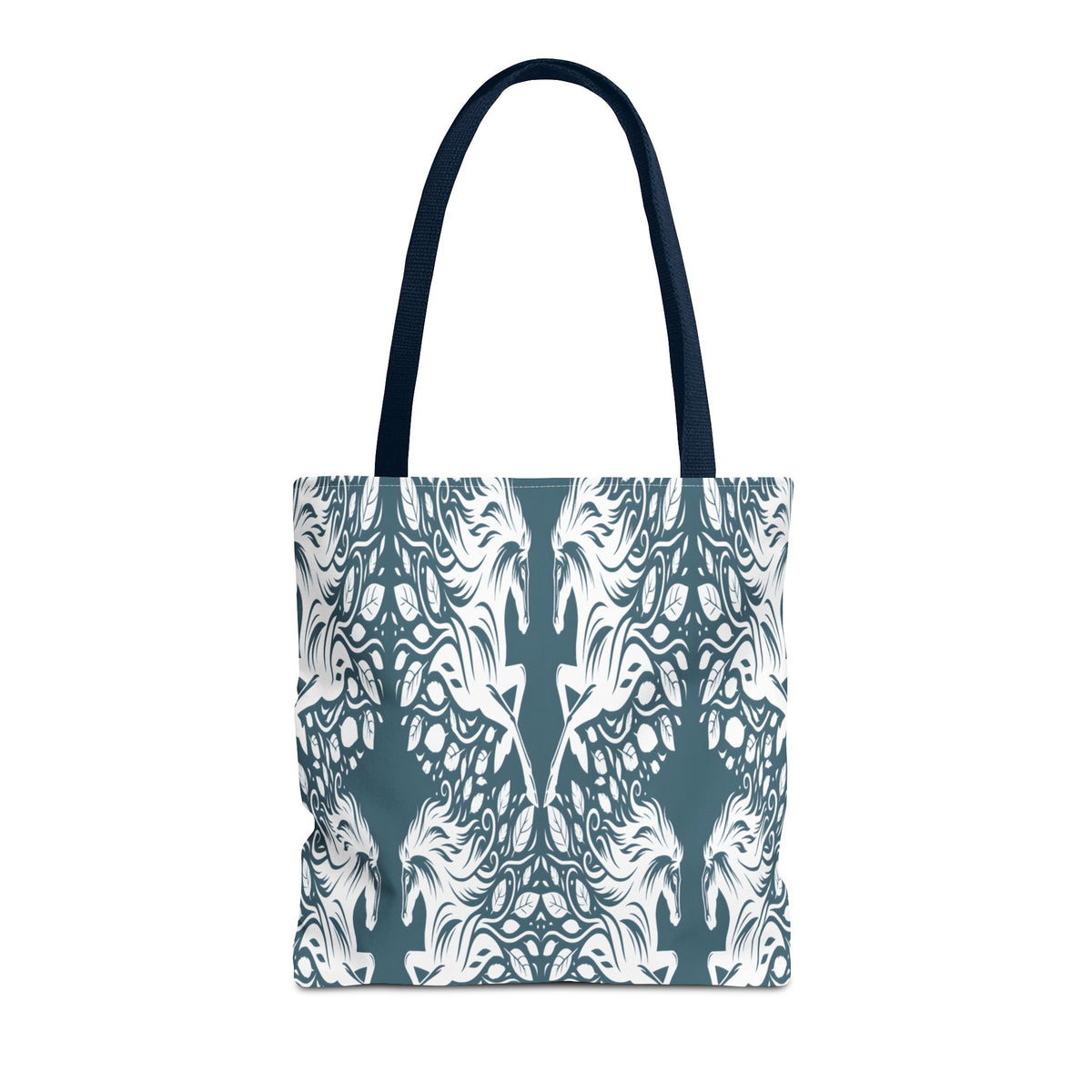 Abstract Teal Symmetry Tote Bag — All-Over-Print Artistic Pattern