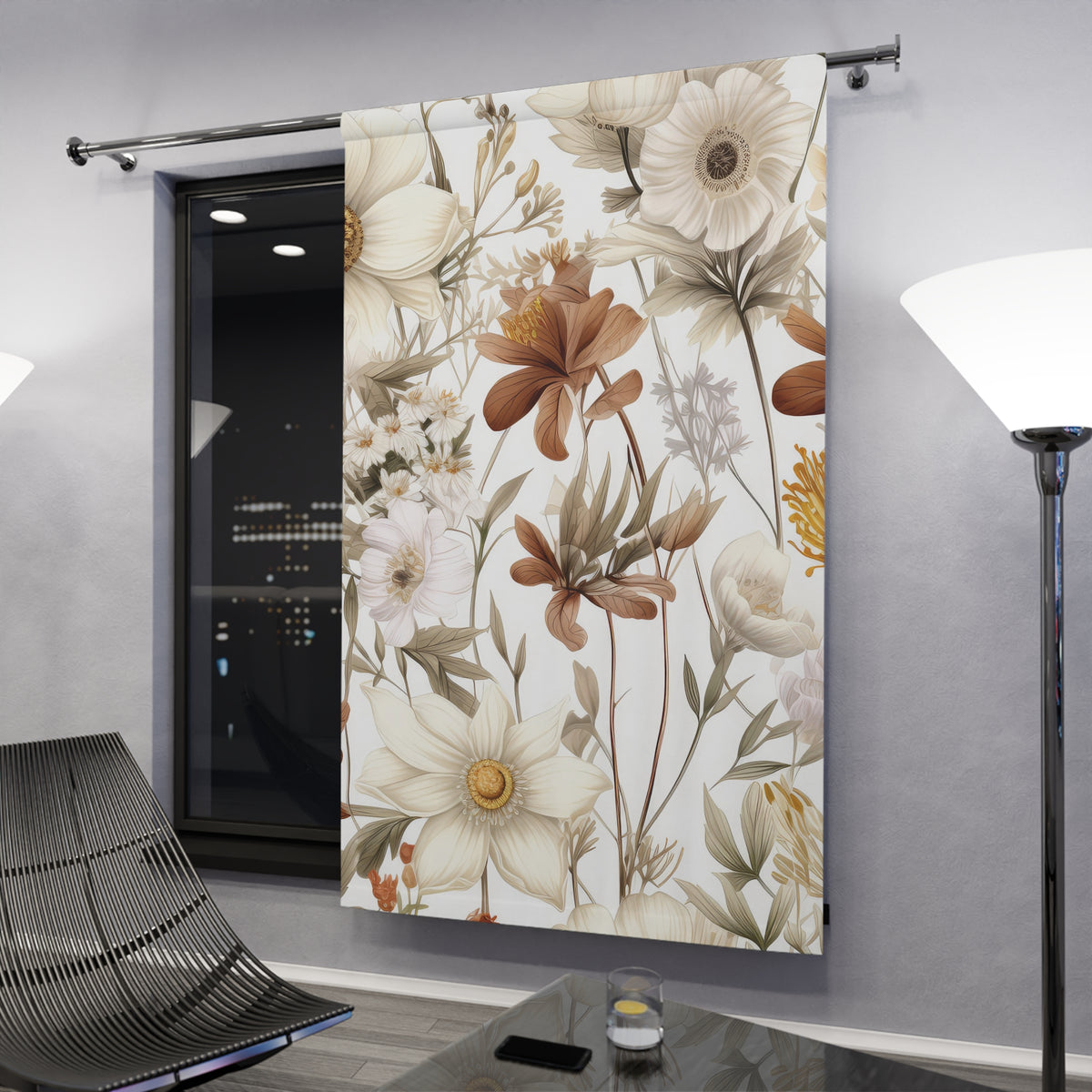 Neutral Wildflower Window Curtain (1 Piece)